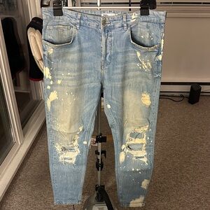 Zara Men's Slim Jeans in Distressed Blue